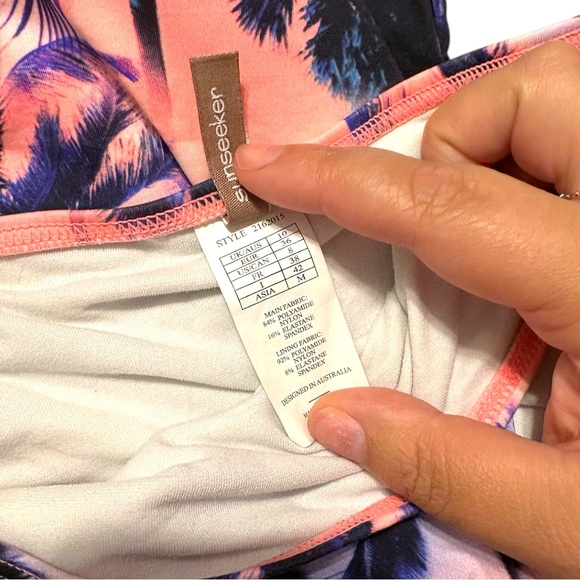 Sunseeker two piece swimsuit US 8 EUR 36 purple pink ombré Palm Trees - Picture 5 of 8